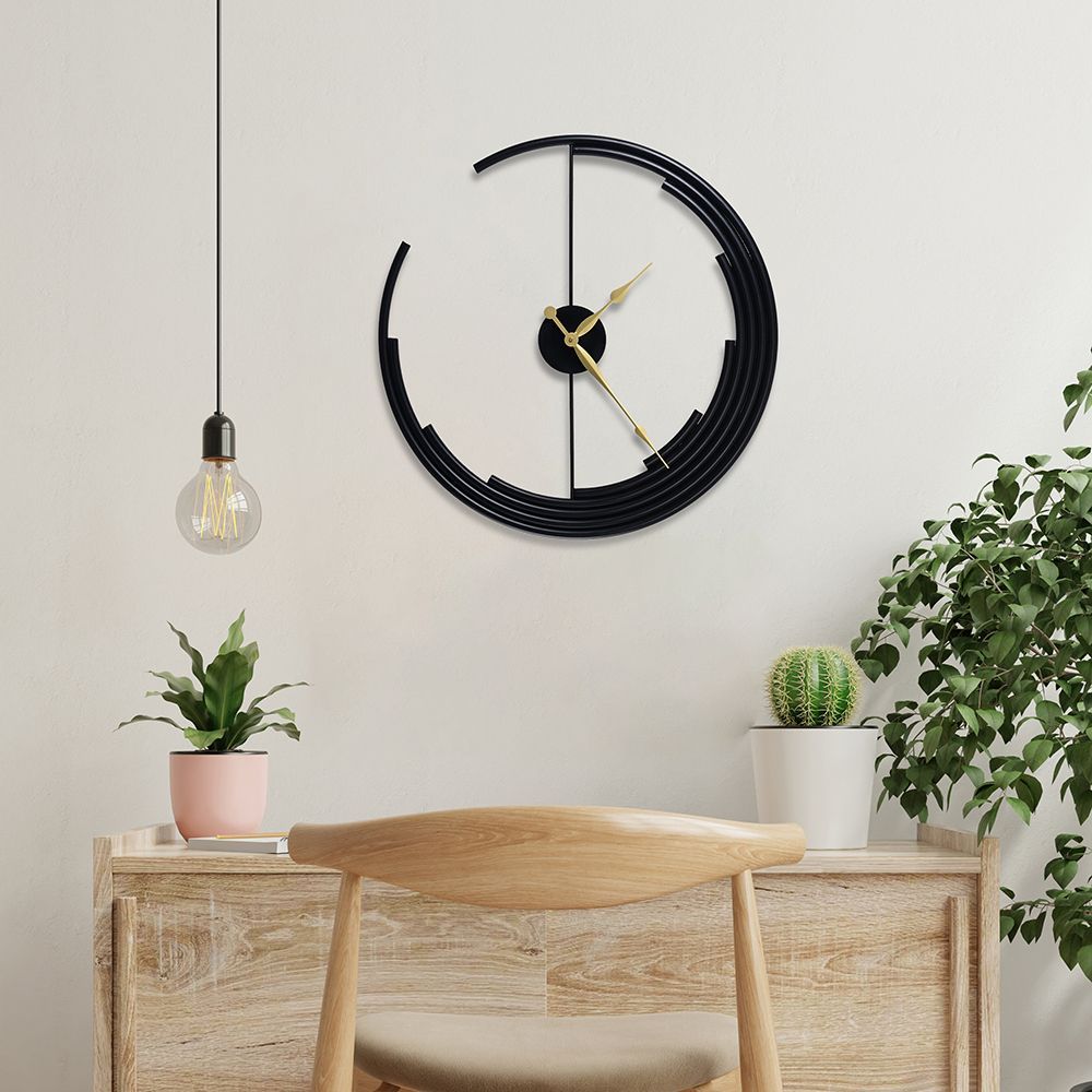 Metal Analog Wall Clock Big | 24 Inch | Laser Cut Abstract Home Decor & Gifting Option | For Living Room Study Bedroom & Office Decor | Orifice Clock